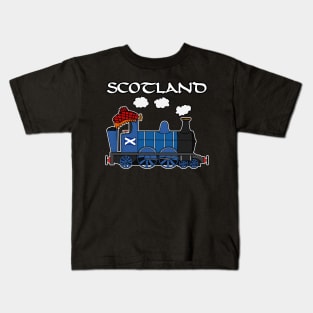 Scotland Steam Train Scottish Flag St Andrews Day Kids T-Shirt